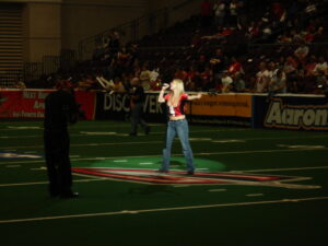 Lucy Singing the halftime show in Las Vegas